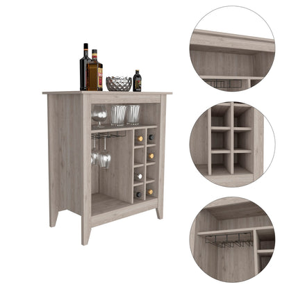 Light Gray Particle Board Bar Cabinet with Wine Storage for Living Room