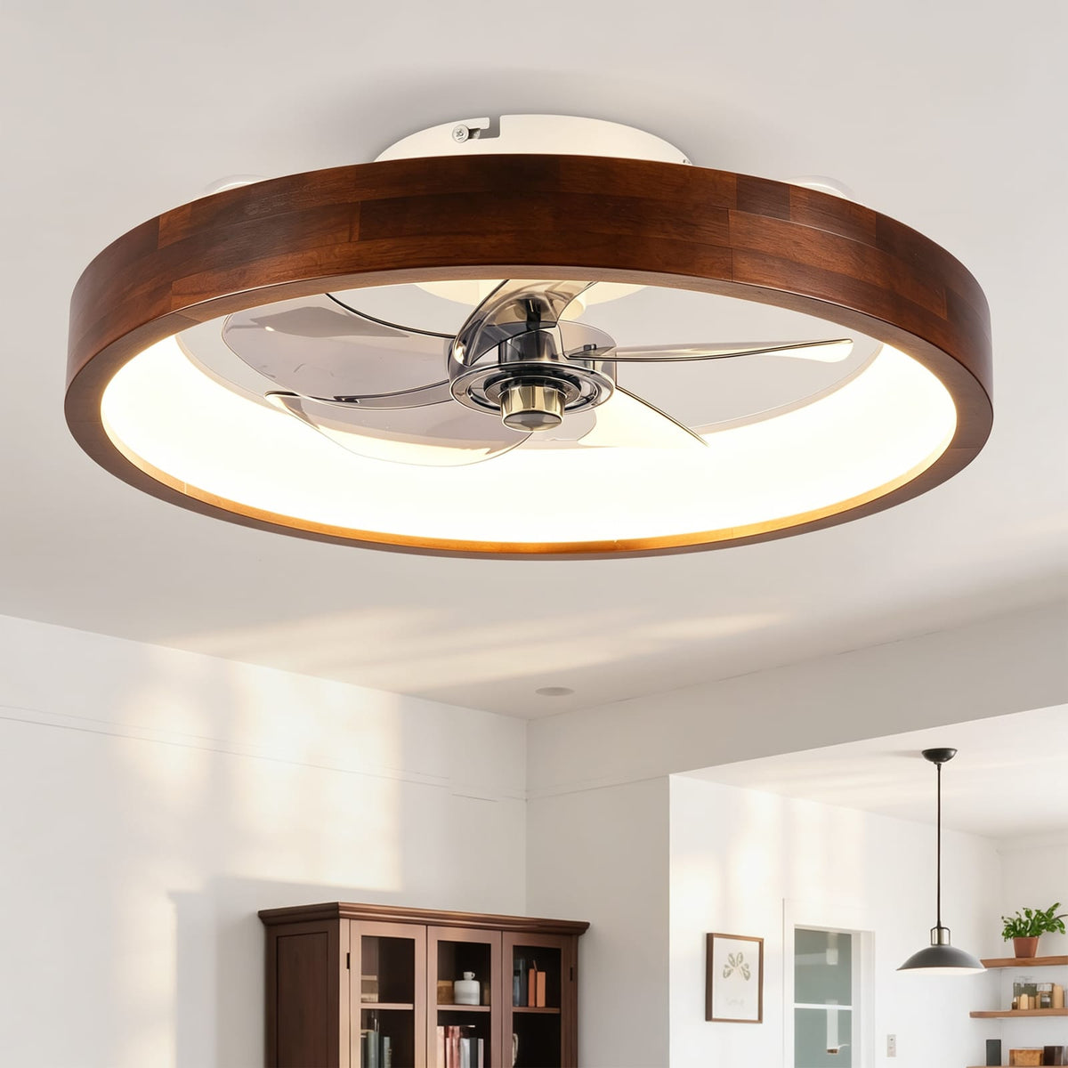 20 Inch White Ceiling Fan with Lights - Farmhouse Style
