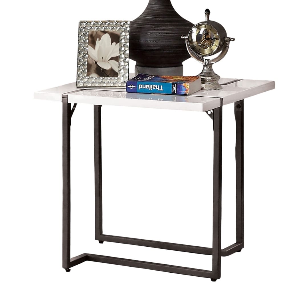 Gunmetal White Modern End Table - 22" x 2.0" x 21.75"