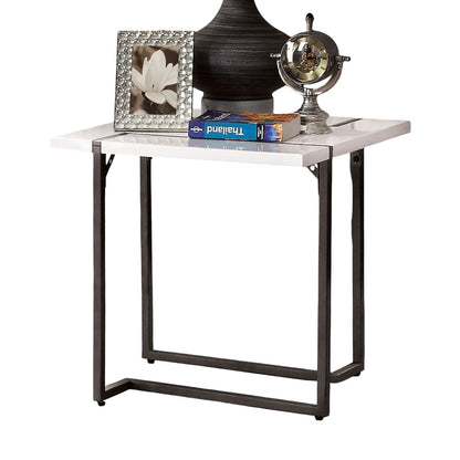 Gunmetal White Modern End Table - 22" x 2.0" x 21.75"