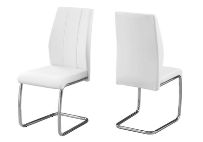 Dining Chairs Set of 2 White Faux Leather Upholstered Kitchen Dining Room Chairs