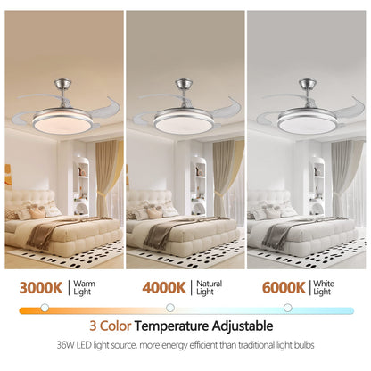 42 Inch LED Ceiling Fan with Remote - Chrome Iron