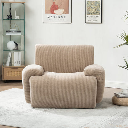 Taupe Chenille Accent Chair - 42" Wide Sofa, Bedroom Lounger for Living Room