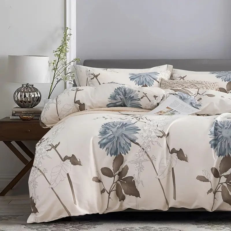 Twin Size Milk White Polyester Duvet Cover Set
