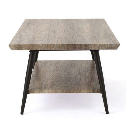 Grey MDF Mid-Century Coffee Table with Hidden Storage for Living Room
