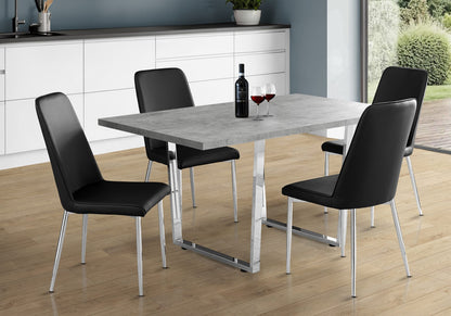 Dining Table, 60" Rectangular, Grey Laminate, Chrome Metal Legs