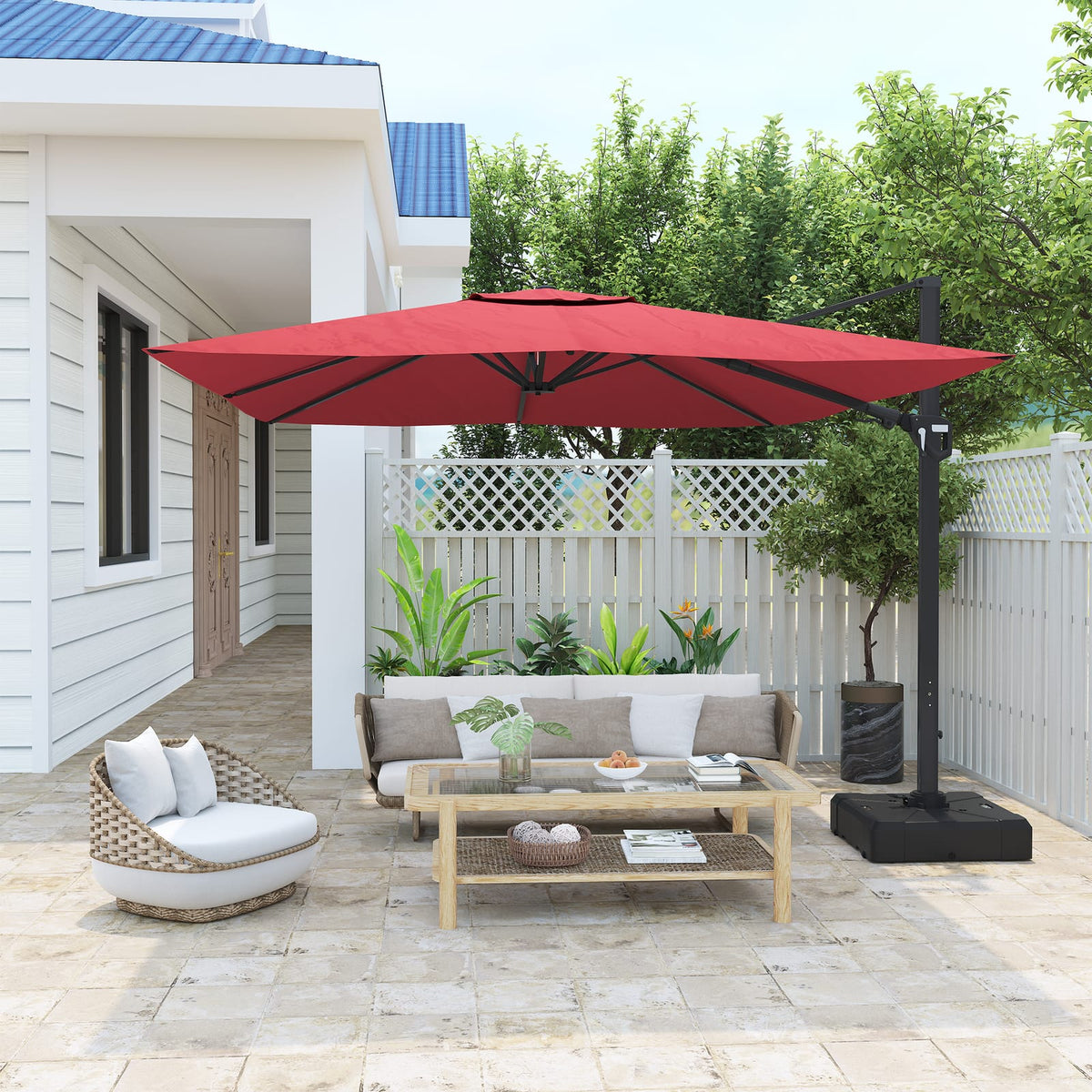 11FT Square Patio Umbrella - Red, Weather-Ready Shade