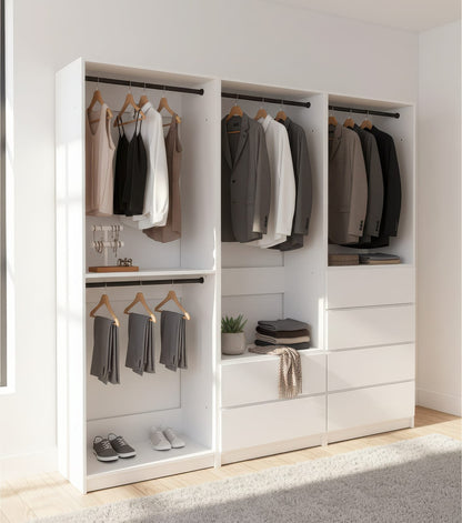 White Wood Walk-In Closet System - 5 Modular Units