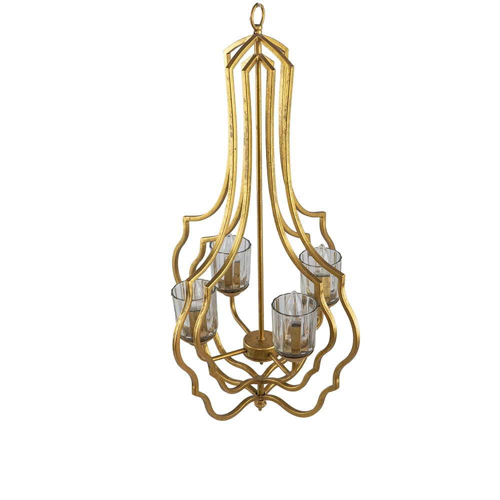 Gold Iron Chandelier - 4 Light Hanging Fixture