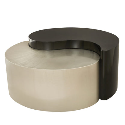 YING YANG Modern Coffee Table - Black & Silver Iron Sheet
