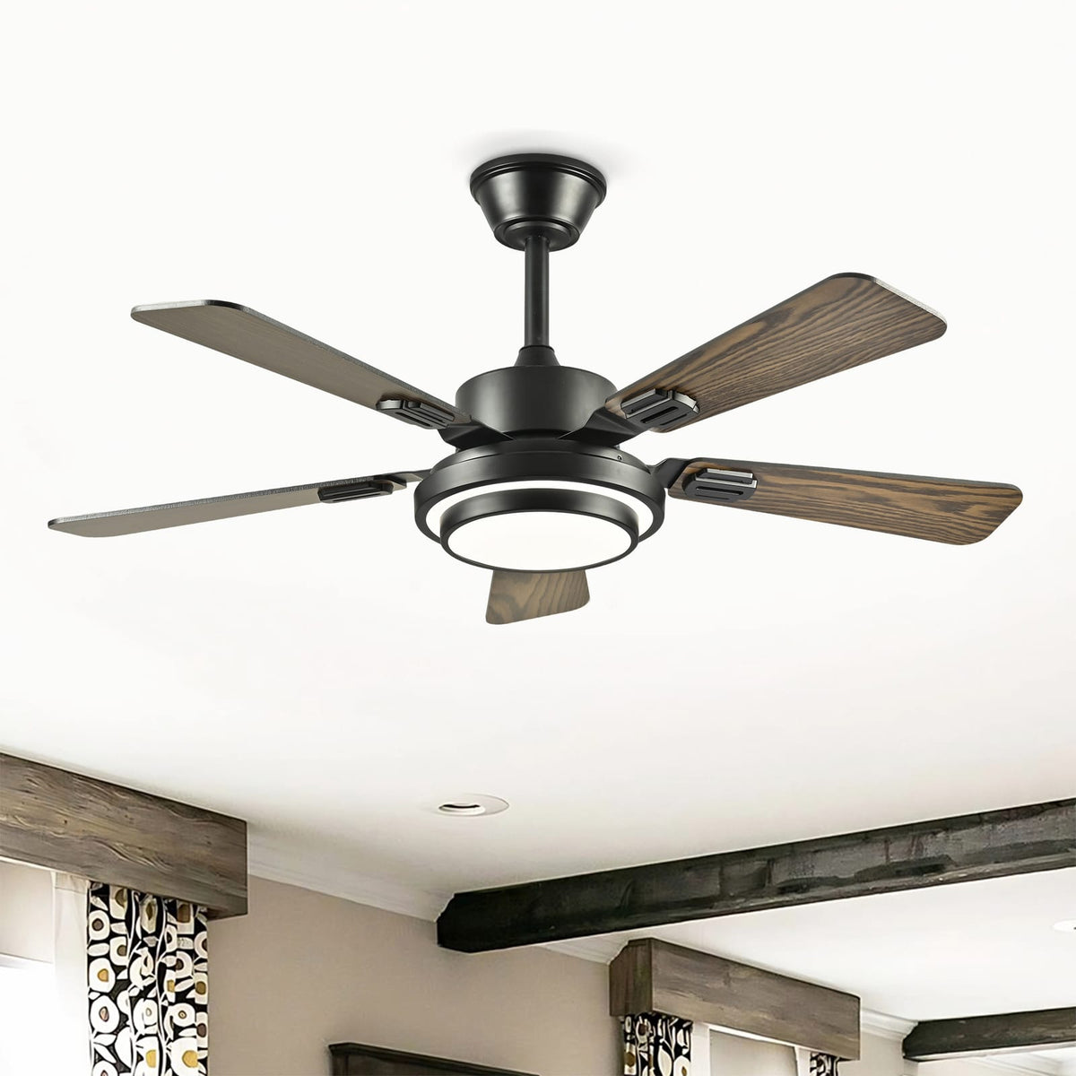 42" Plywood Ceiling Fan with LED Light - Matte Black