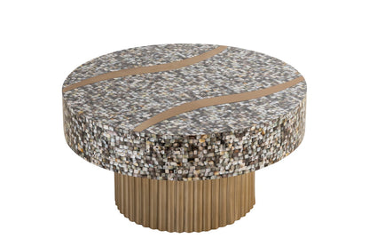 T 1207-32 Coffee Table - Antique Brass & Mother of Pearl