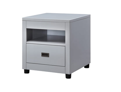 Gray End Table - 21" Round Top, Synthetic Wood