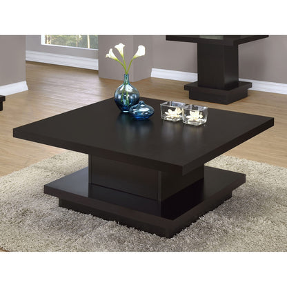 Cappuccino Square Coffee Table - Modern Storage Accent