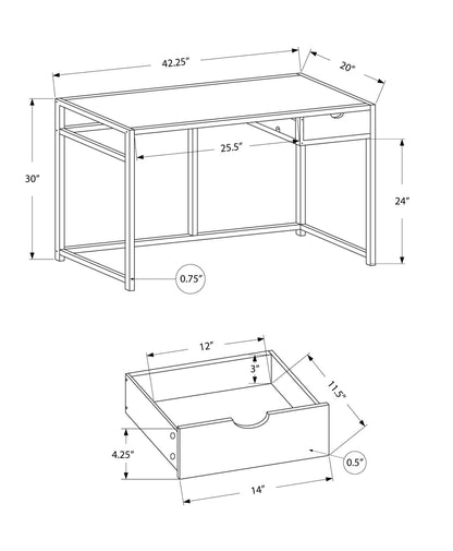White Computer Desk with Storage Drawer - 42" L for Home Office