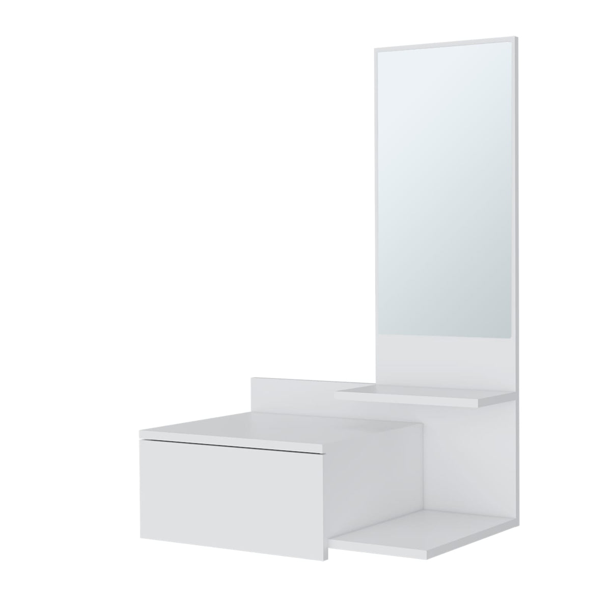 White Melamine Floating Vanity with Mirror for Living Room