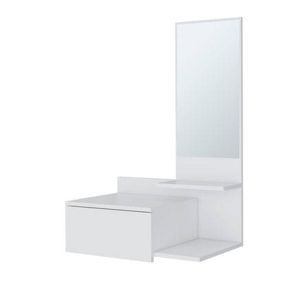 White Melamine Floating Vanity with Mirror for Living Room