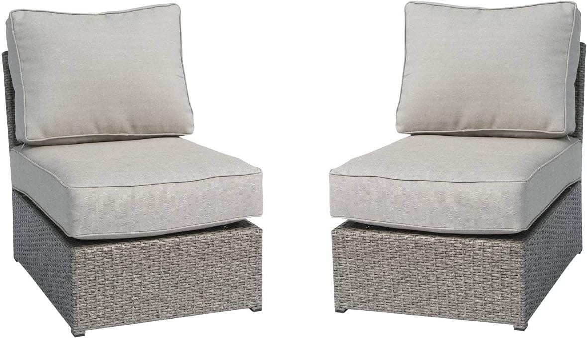 2 Person Grey Wicker Patio Lounge Chairs Set