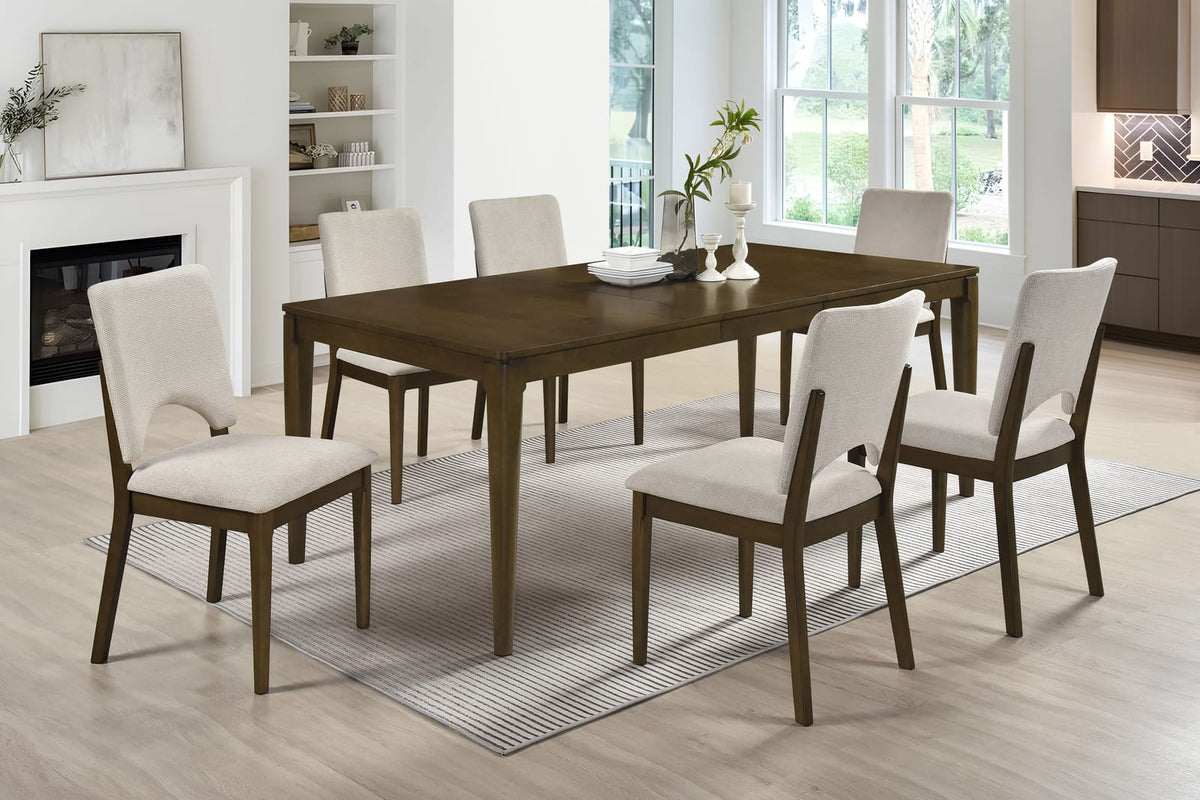 Modern Rectangle Dining Table - Seats 6, Brown Mix for Dining Room