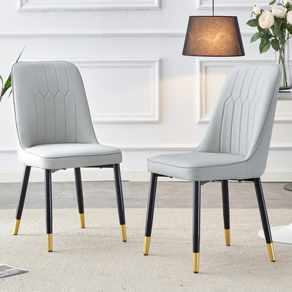 Light Gray Dining Chairs - 2 Piece Set PU Leather