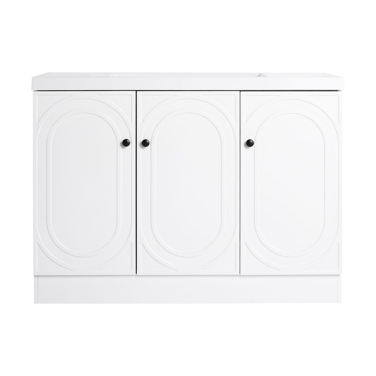 White Plywood Bathroom Vanity with Storage
