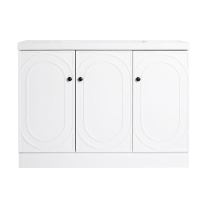 White Plywood Bathroom Vanity with Storage