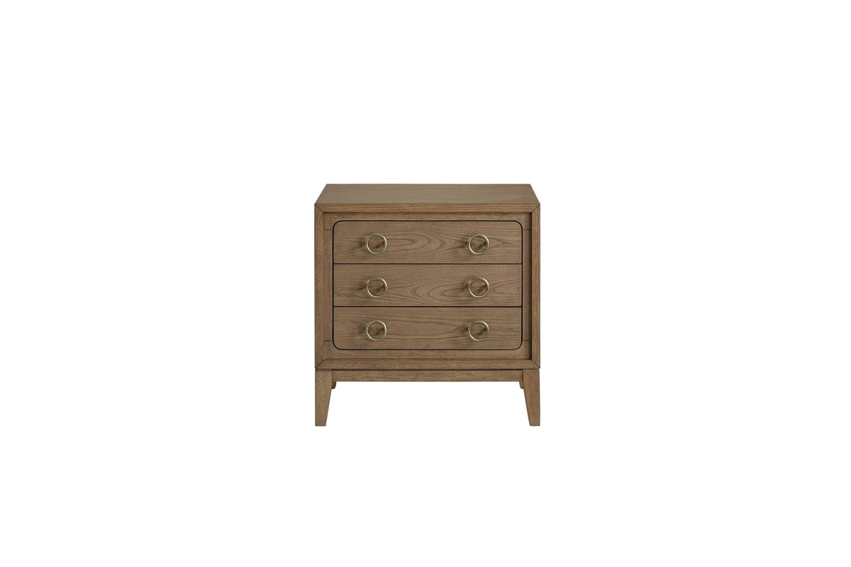 Light Brown Solid Wood Nightstand with Drawers