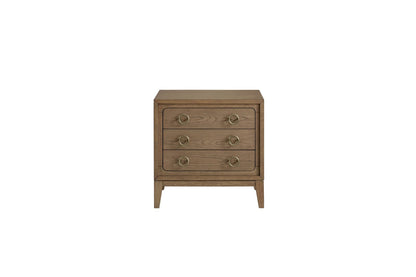 Light Brown Solid Wood Nightstand with Drawers