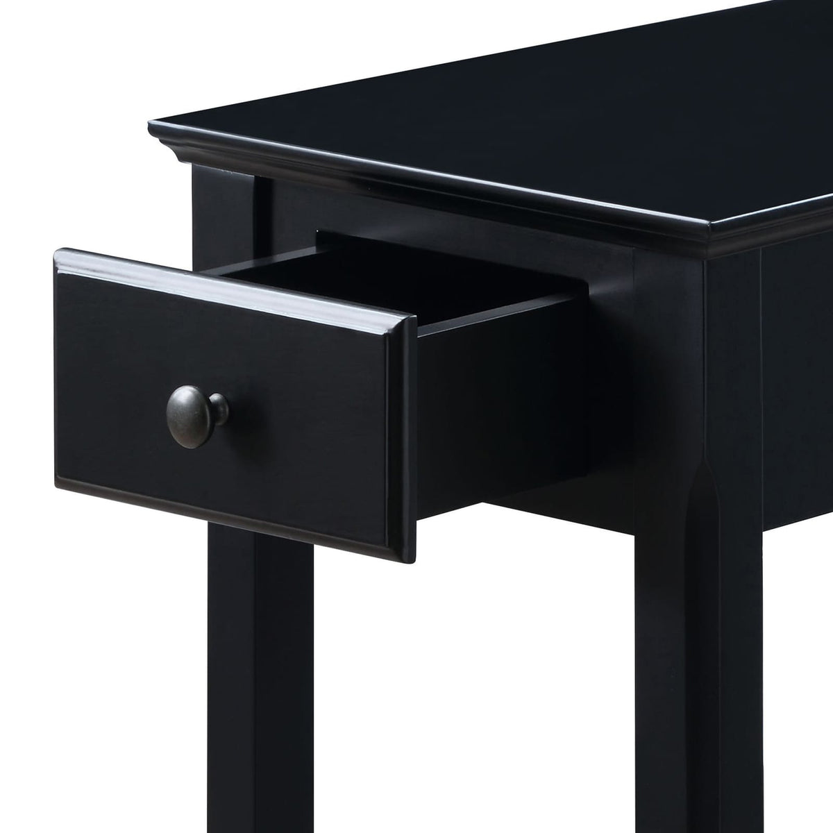Black Rectangular Accent Table with Storage for Living Room