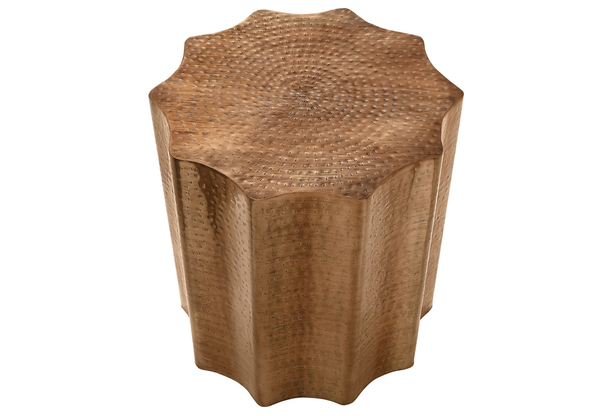 22" Copper Metal Drum Table - Boho Accent Table