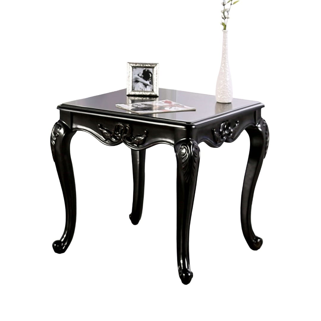 Champagne Solid Wood End Table - Traditional Style Curved Legs