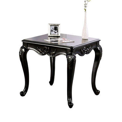 Champagne Solid Wood End Table - Traditional Style Curved Legs