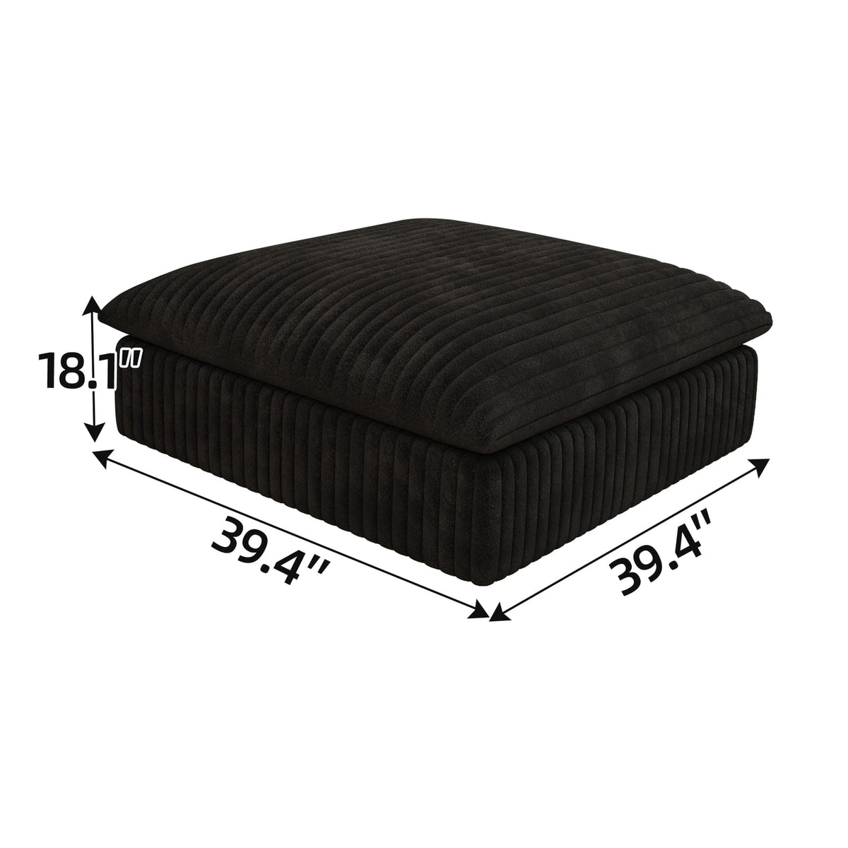 Black Cloud Sofa - Corduroy Fabric, Deep Seat for Living Room