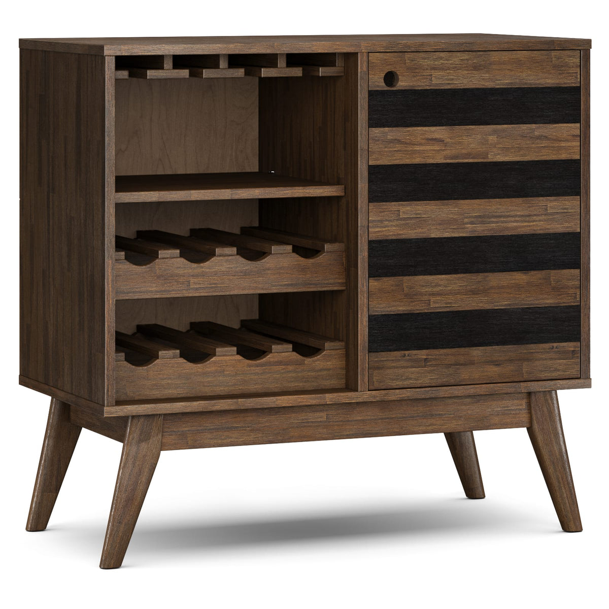 Rustic Acacia Wood Wine Rack for Kitchen Storage and Dining Room