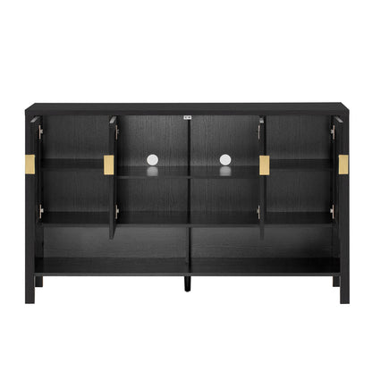 Black 55 Inch Sideboard Buffet - MDF Storage Cabinet