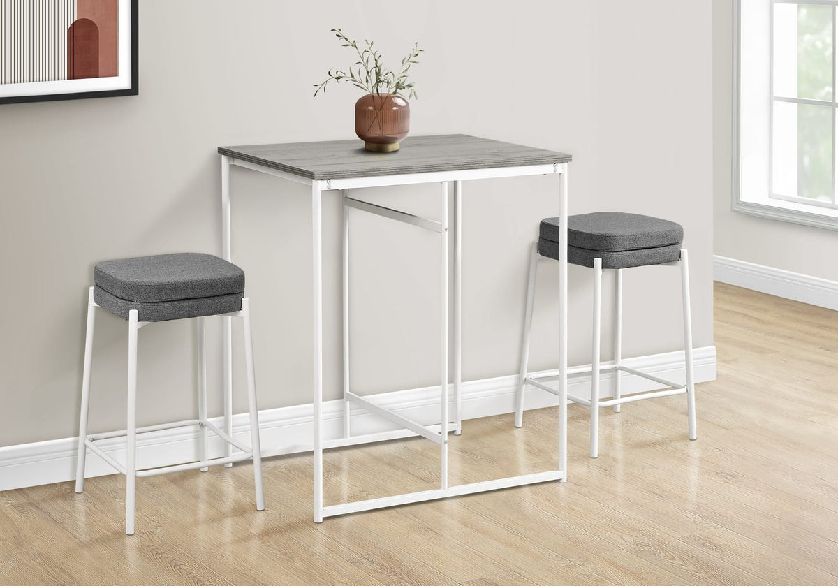 Grey Counter Height Dining Table with White Metal Legs for Dining Room