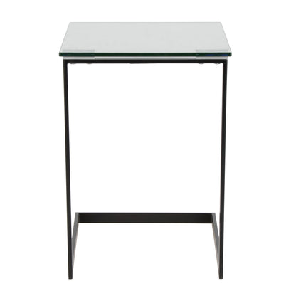 Clear Glass Metal End Table - Modern Living Room Table