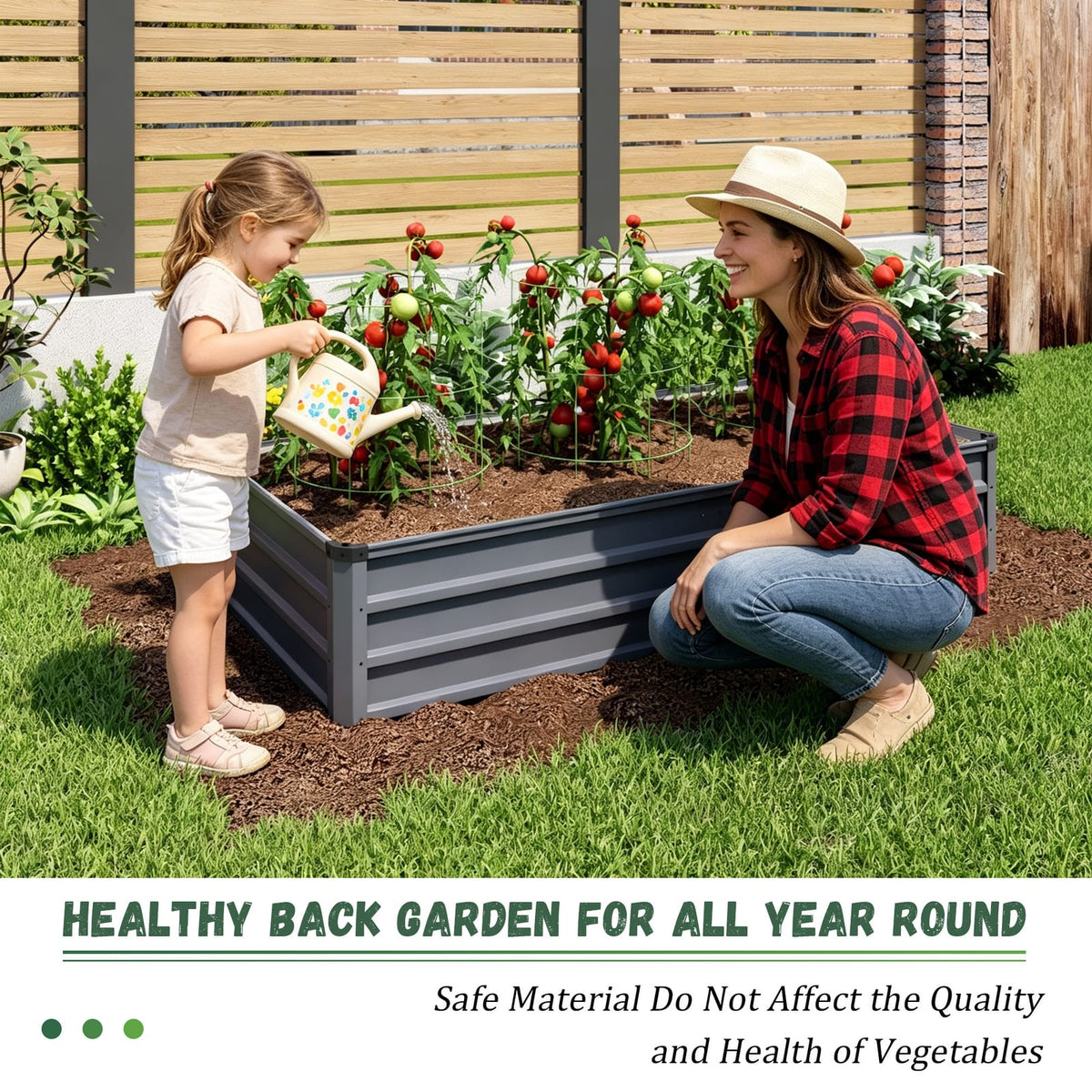 Grey Metal Garden Bed - 70.9 x 35.5 Inches
