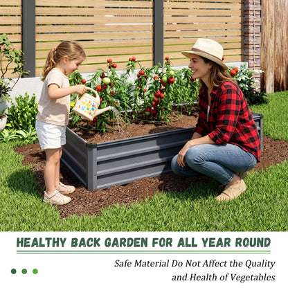 Grey Metal Garden Bed - 70.9 x 35.5 Inches