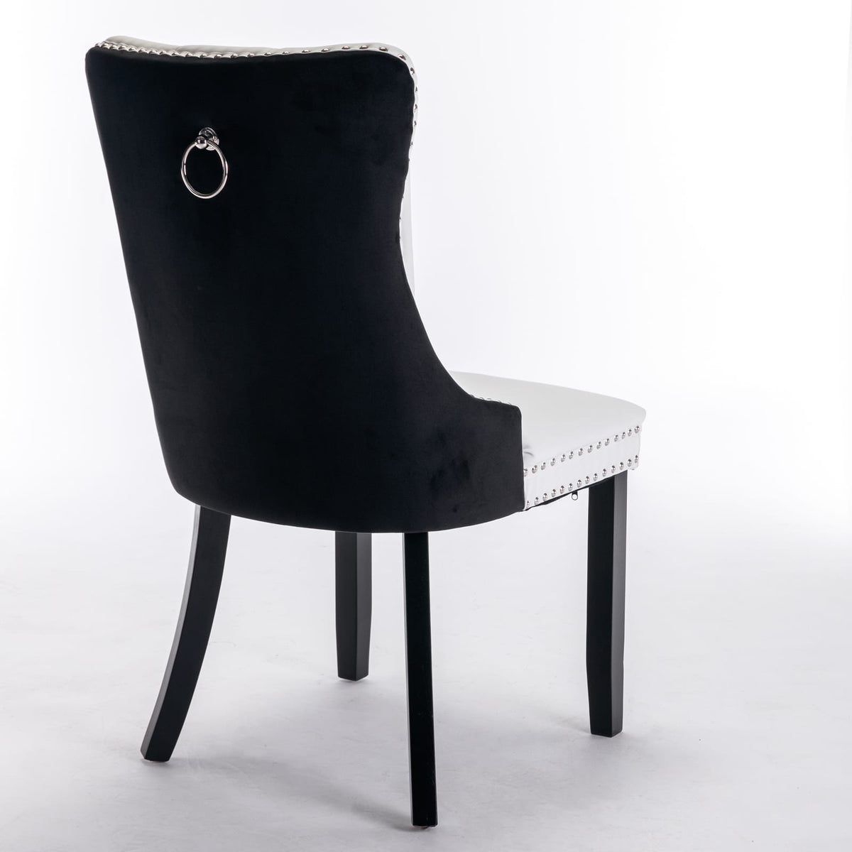 A&A Furniture Nikki Collection Dining Chairs - White+Black PU Leather Set of 2