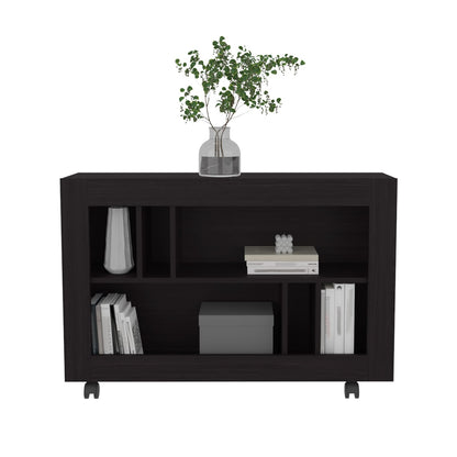 Joge 37.4" Wide Console Table - Black MDF Storage Cart