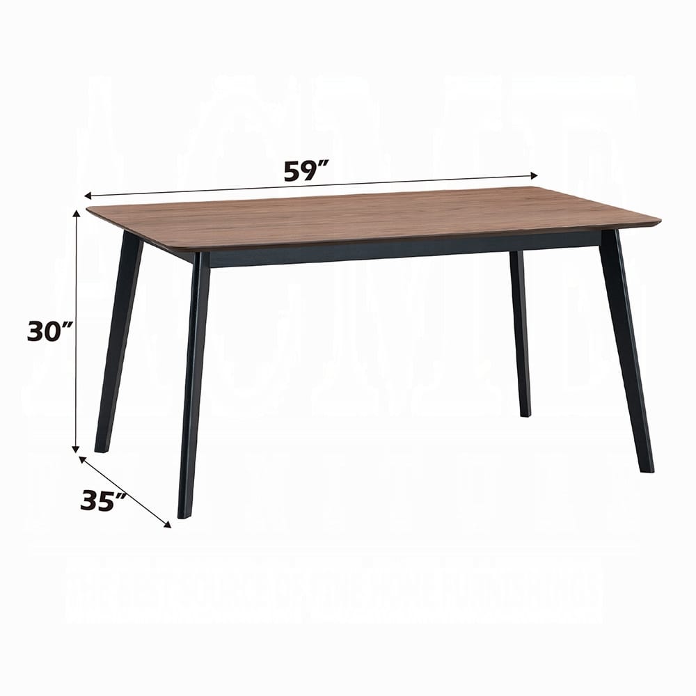 Modern Walnut Dining Table with Black Finish for Kitchen
