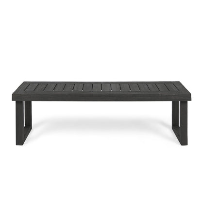 Dark Grey Acacia Wood Patio Bench for Garden or Porch Seating