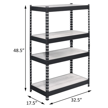 Natural & Black 4-Tier Bookcase - Storage Shelves for Living Room