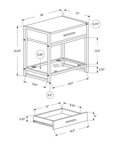 White MDF Nightstand with Storage Drawer - 18" x 12"