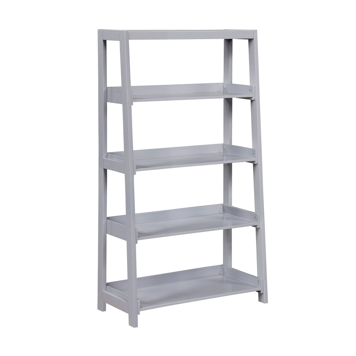 Gray 4-Shelf Wooden Bookcase - Contemporary Display Shelving