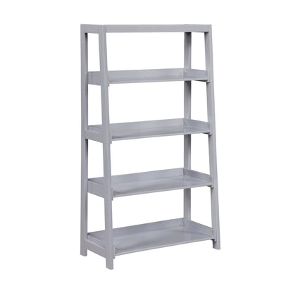Gray 4-Shelf Wooden Bookcase - Contemporary Display Shelving