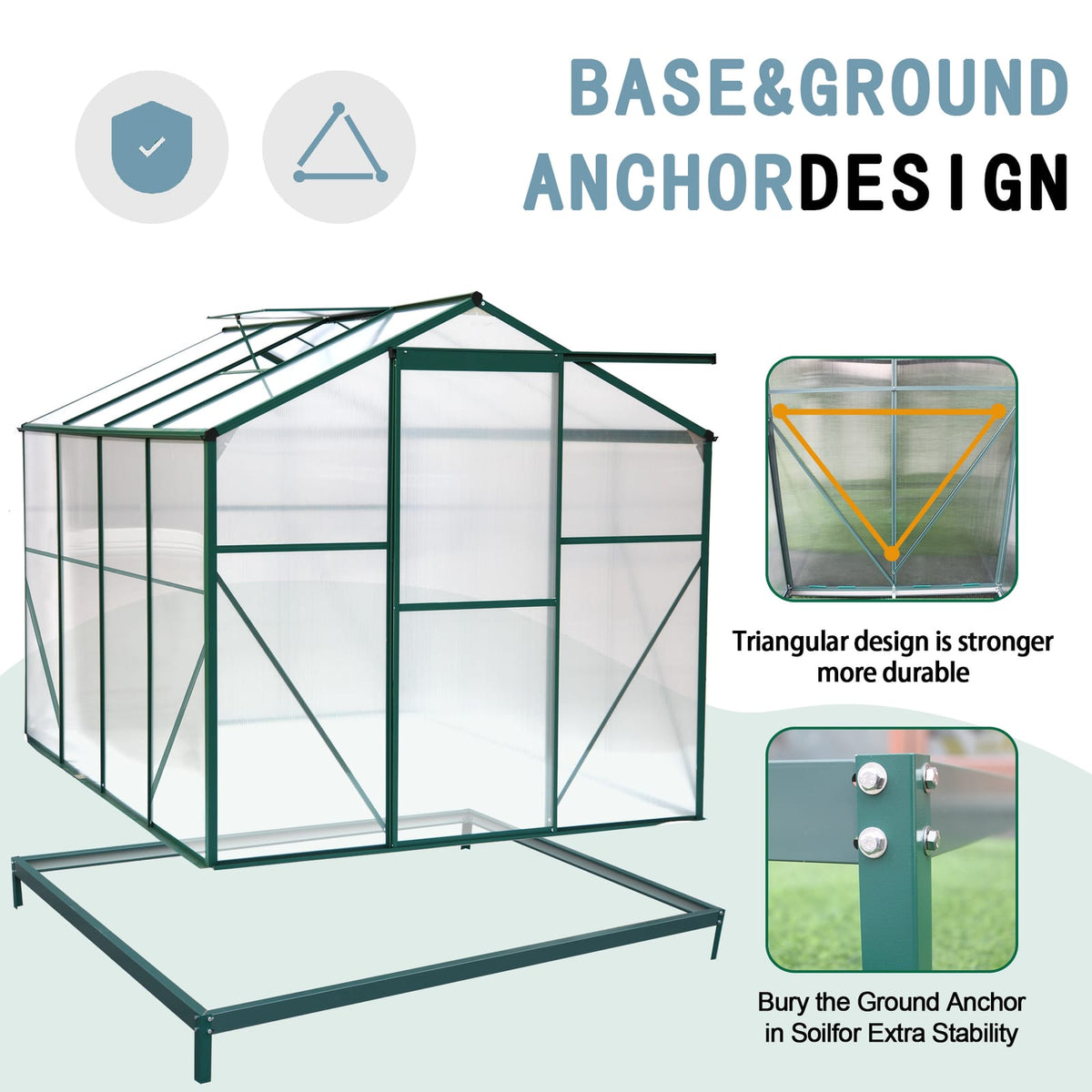 Polycarbonate Greenhouse 6'x8': Heavy Duty Walk-in Plant Garden for Backyard
