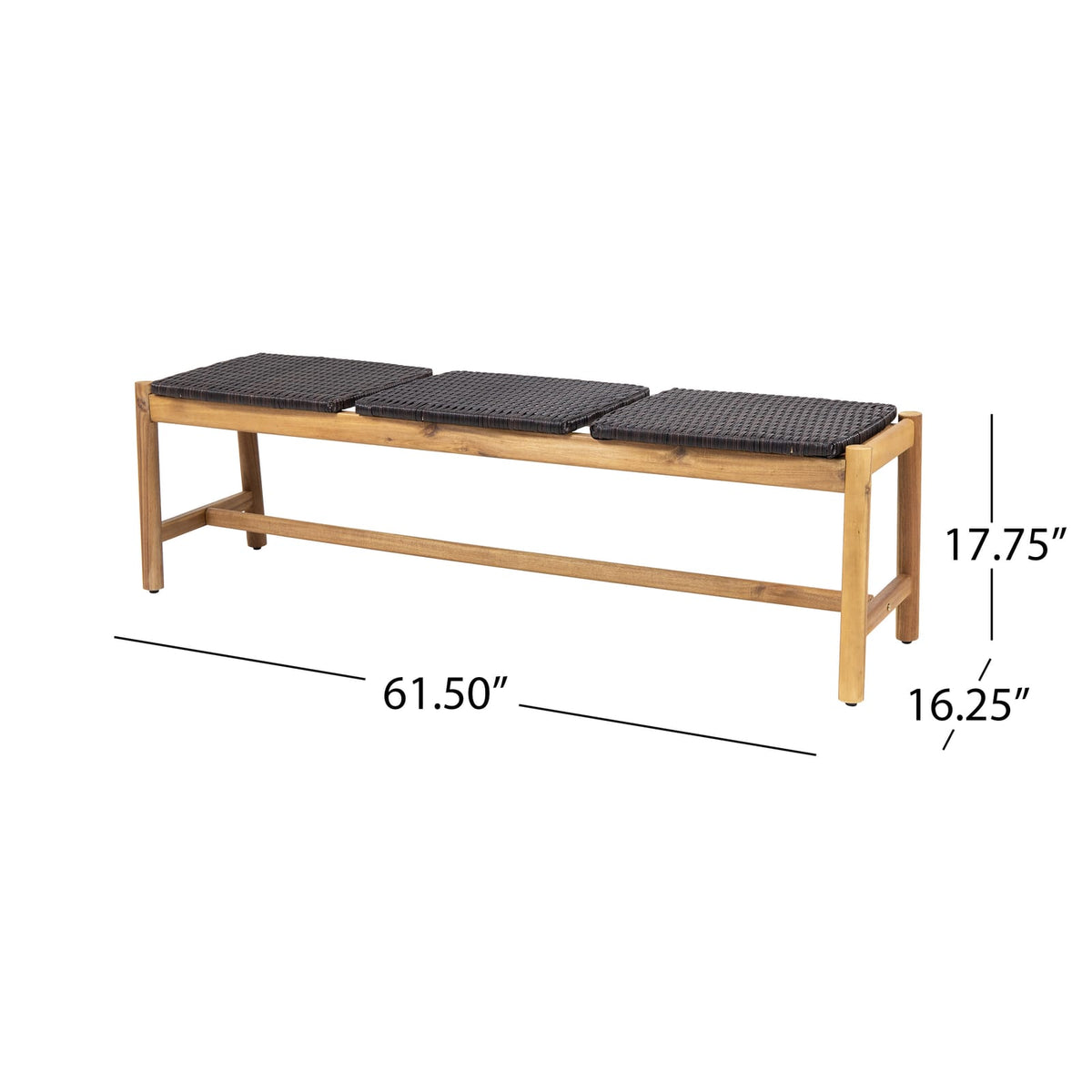 Teak Acacia Wood 3 Seat Bench - Outdoor Patio Furniture