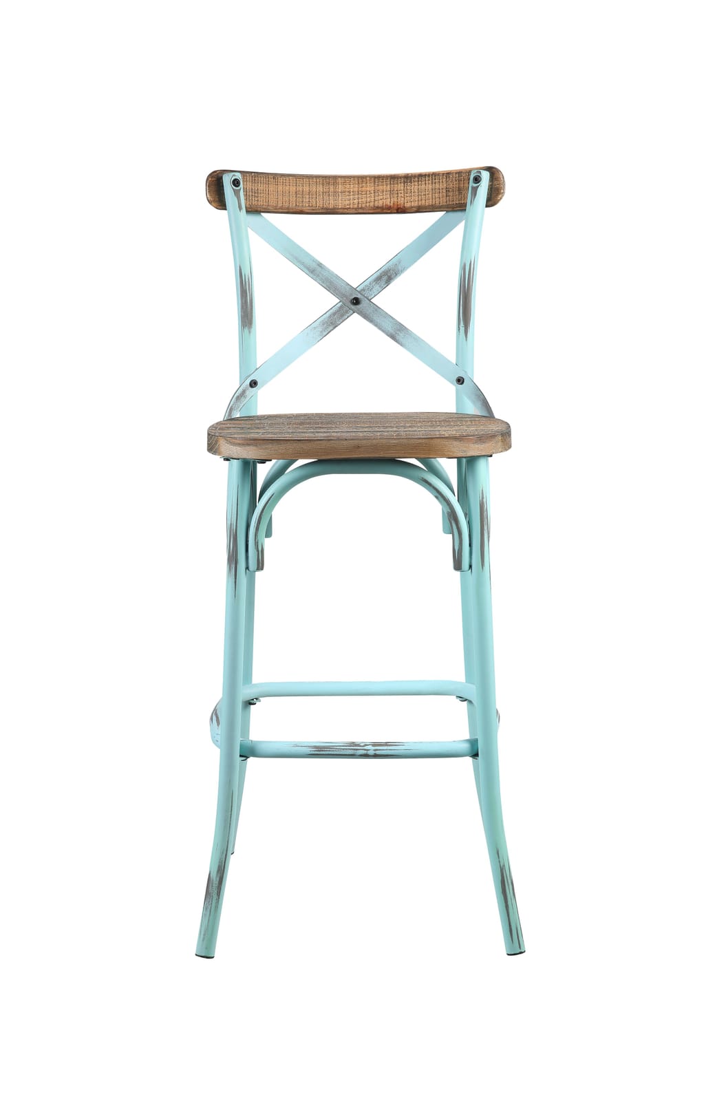 Zaire Bar Chair - Antique Turquoise & Oak Finish